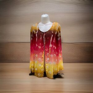 Jones New York Long Sleeve Tie Neck Polyester Bright Top Size Small